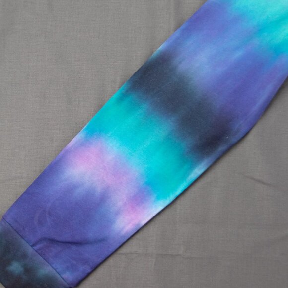 Colorado Dusk Tie Dye Hoodie Crop Top | Purple Teal Black Long Sleeve Shirt - Picture 3 of 4